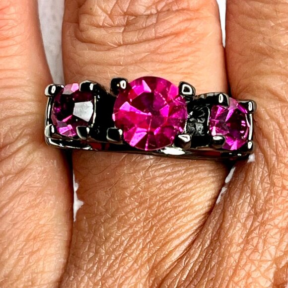 Black ring women multi stone weeding engagement ring - Picture 2 of 7